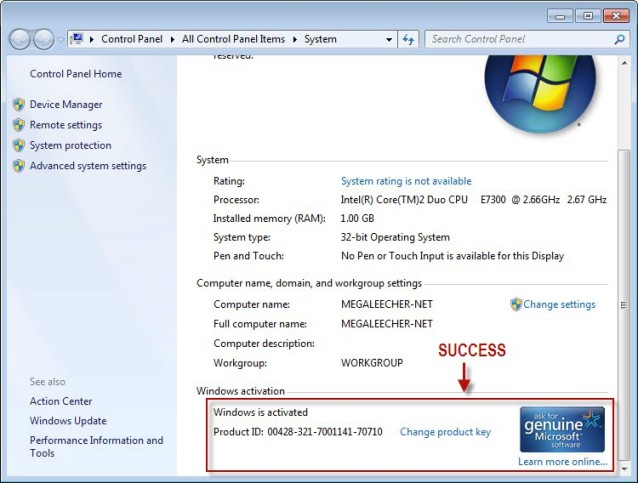 Activating Windows 7 Step 7